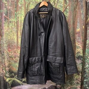 Raffaelo Vintage Leather Jacket Men Black Y2K 90s XL